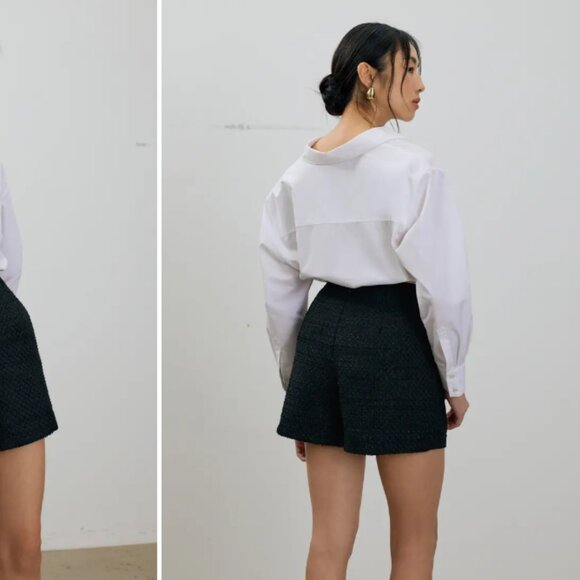 Love Bonito Fumiko Ribbon Tweed High Waist Shorts - Picture 6 of 12